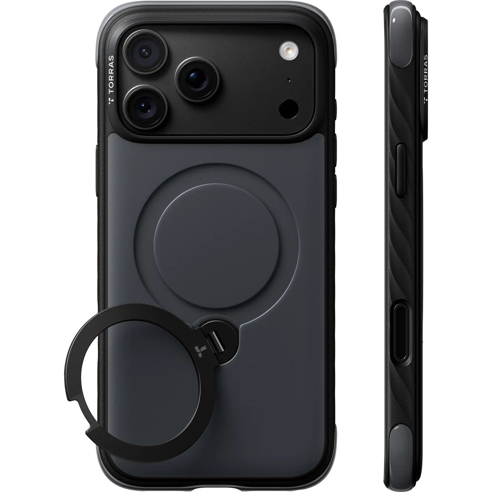 Torras iPhone 18 Pro Skal Ostand Q3 Rugged Jet Black