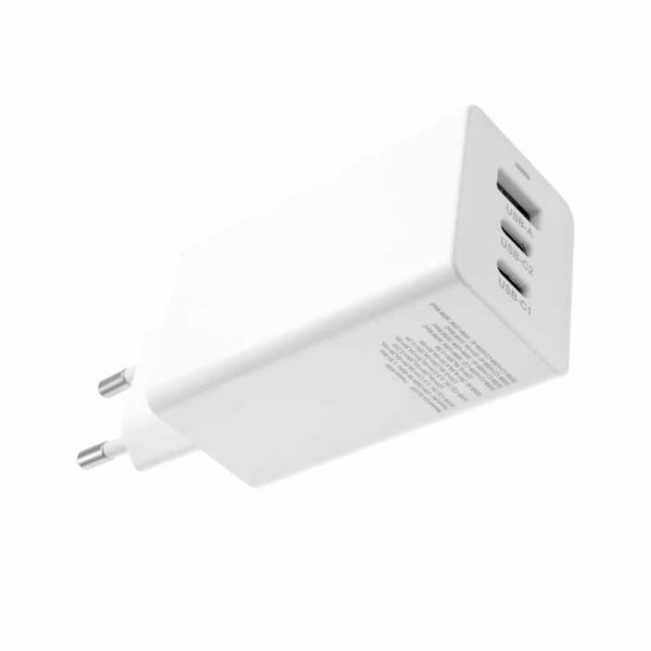 Fixed Laddare GaN Travel Charger USB-A & 2xUSB-C 65W