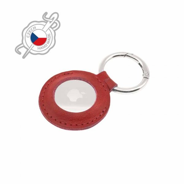 Fixed Apple AirTag Hållare Real Leather Keychain Case Röd