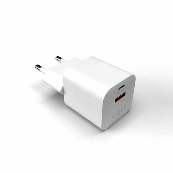 Fixed Laddare Mini PD Travel Charger USB-C & USB-A 20W Vit