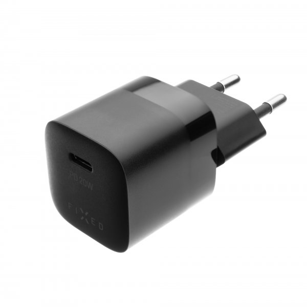 Fixed Laddare med Kabel Mini PD Travel Charger Kit USB-C/USB-C 20W Svart