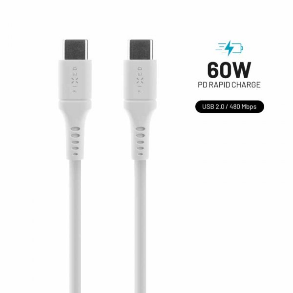 Fixed Kabel Liquid Silicone USB-C/USB-C 1.2m Vit