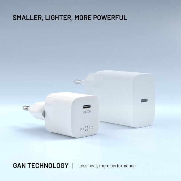 Fixed Laddare Mini PD 30W GaN USB-C Vit