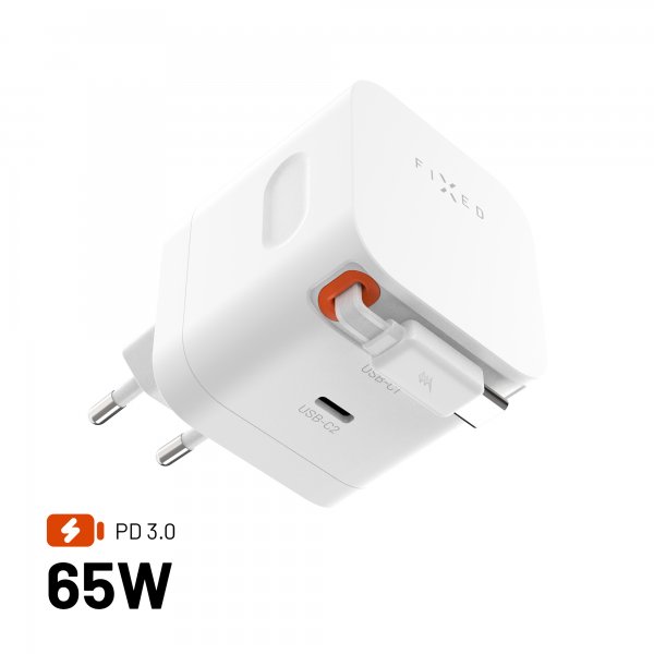 Fixed GaN65 Laddare med utdragbar USB-C Kabel 65W