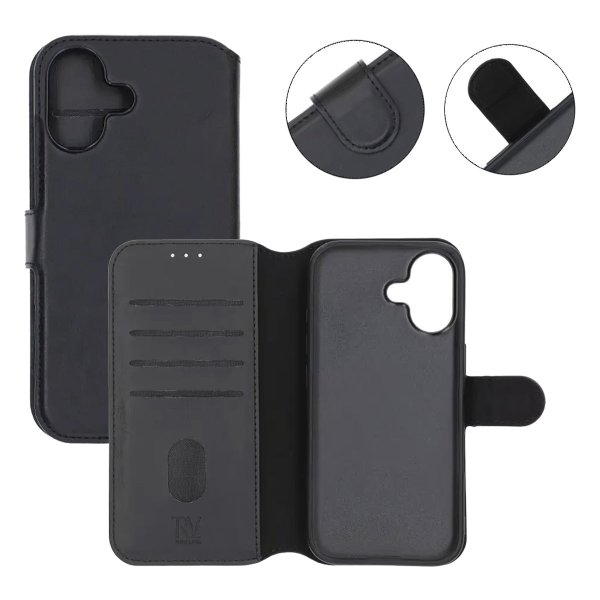 Rvelon iPhone 17 Fodral 4 Kortfack Löstagbart Skal Svart