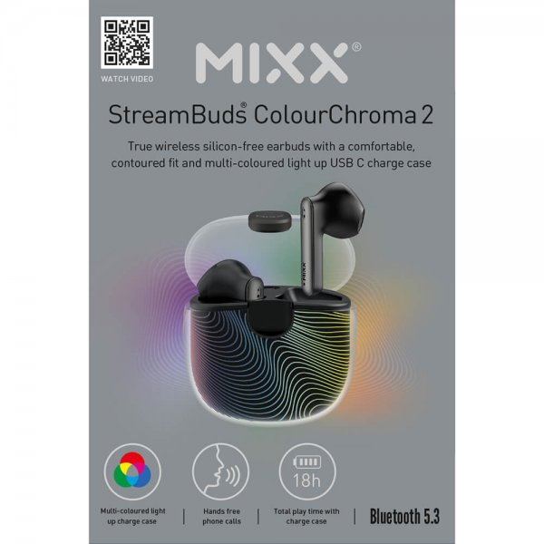 Mixx Hörlurar StreamBuds ColourChroma 2 TWS Svart
