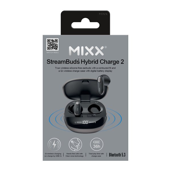 Mixx Trådlösa Hörlurar StreamBuds Hybrid Charge 2 Svart