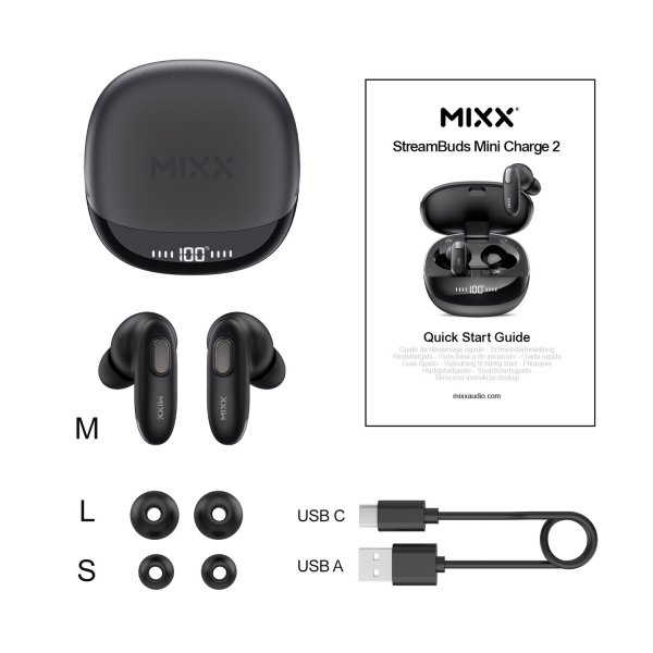 Mixx Trådlösa Hörlurar StreamBuds Mini Charge 2 Svart