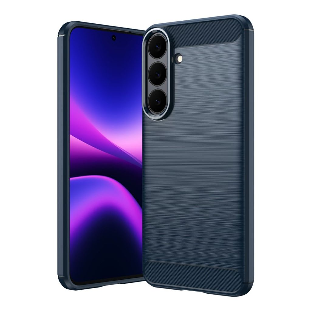 Samsung Galaxy S26 FE Skal Borstad Kolfibertextur Blå