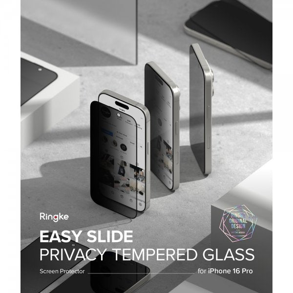 Ringke iPhone 16 Pro Skärmskydd Easy Slide Privacy 2-pack