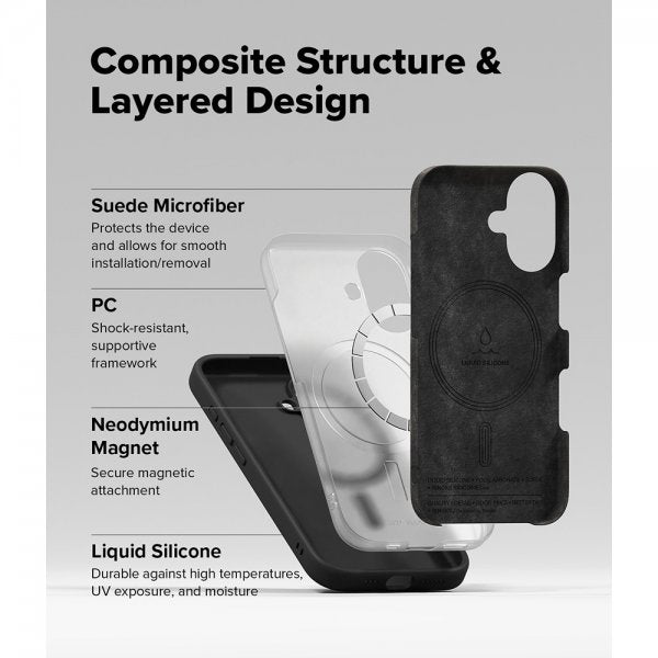 Ringke iPhone 16 Skal Silicone Magnetic Svart