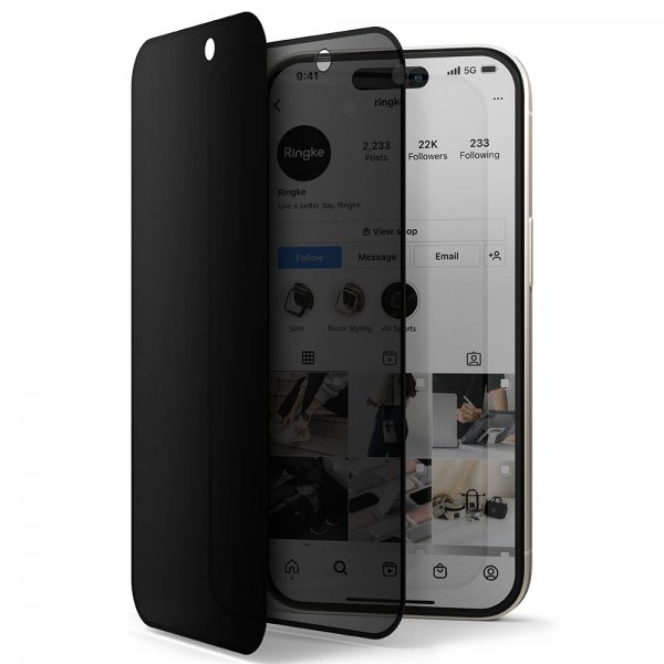 Ringke iPhone 15 Plus Skärmskydd Privacy Tempered Glass Installation Jig