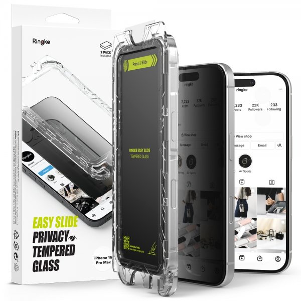 Ringke iPhone 16 Pro Max Skärmskydd Easy Slide Privacy 2-pack