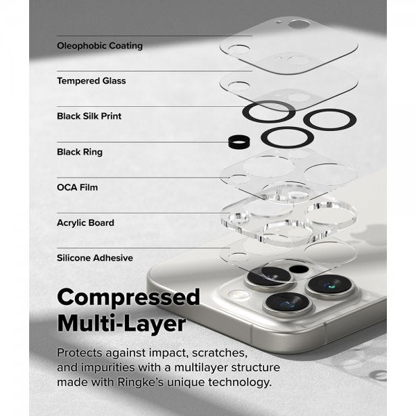 Ringke iPhone 16 Pro/16 Pro Max Kameraskydd Camera Protector Glass 2-pack