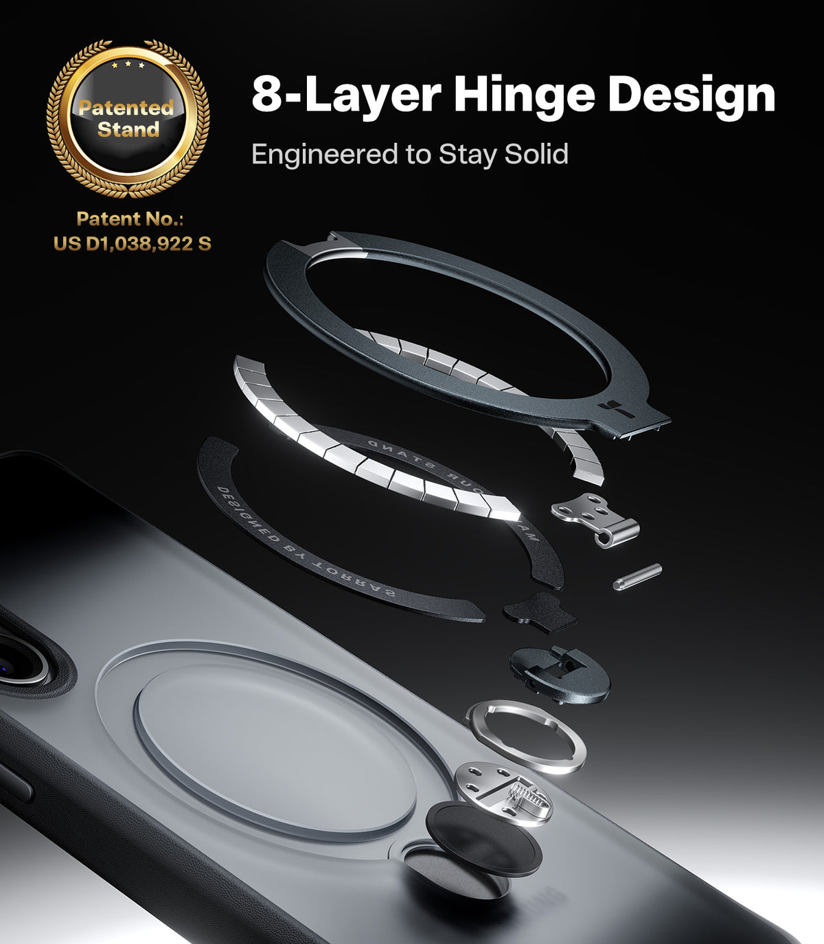 Torras Samsung Galaxy S26 Skal Ostand Q3 Spin Obsidian Black