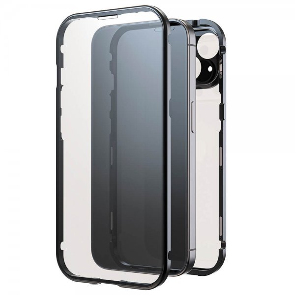 Black Rock iPhone 15 Skal 360 Glass Transparent Svart