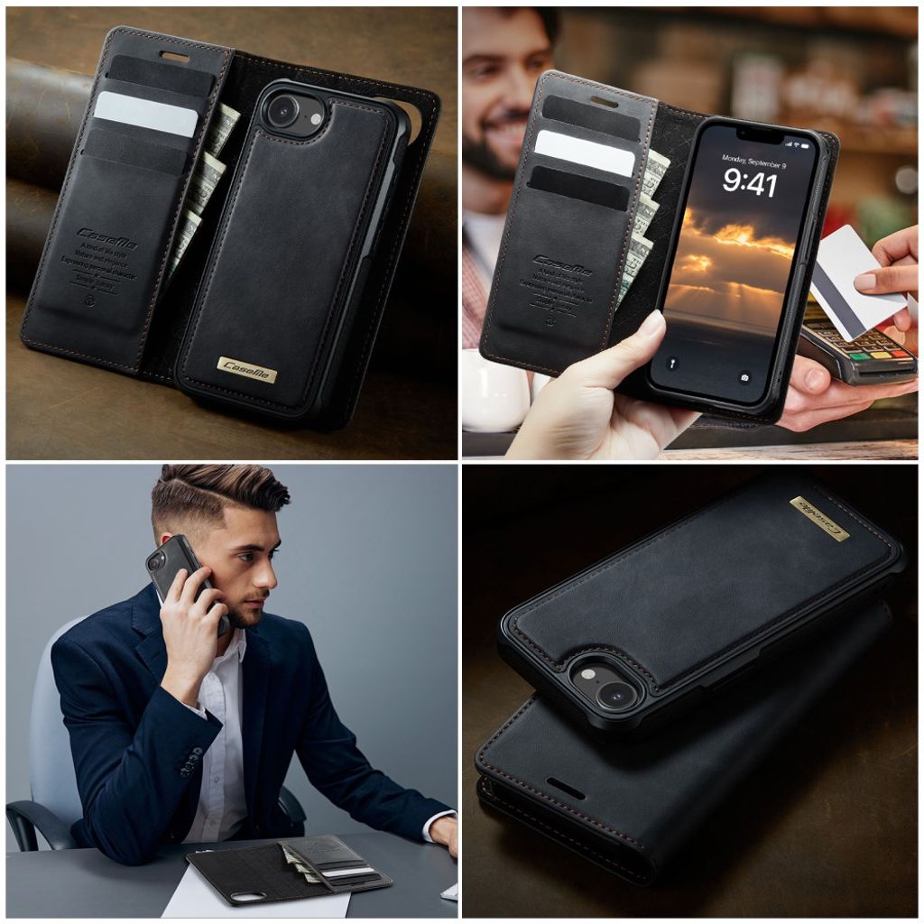 CaseMe iPhone 16e/iPhone 17e Fodral C49 Series Svart