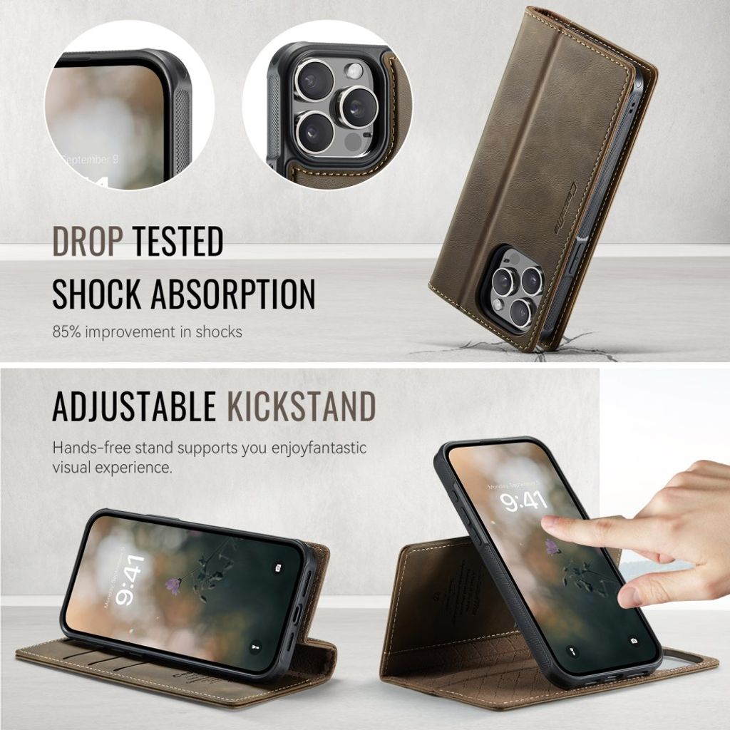 CaseMe iPhone 13 Pro Fodral C49 Series Brun