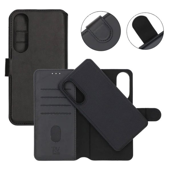 Rvelon Samsung Galaxy S25 Edge Fodral 4 Kortfack Löstagbart Skal Svart