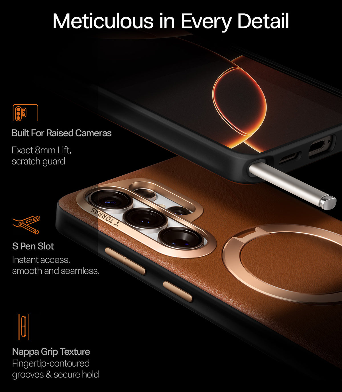 Torras Samsung Galaxy S26 Ultra Skal Ostand Q3 Vegskin Amber Brown
