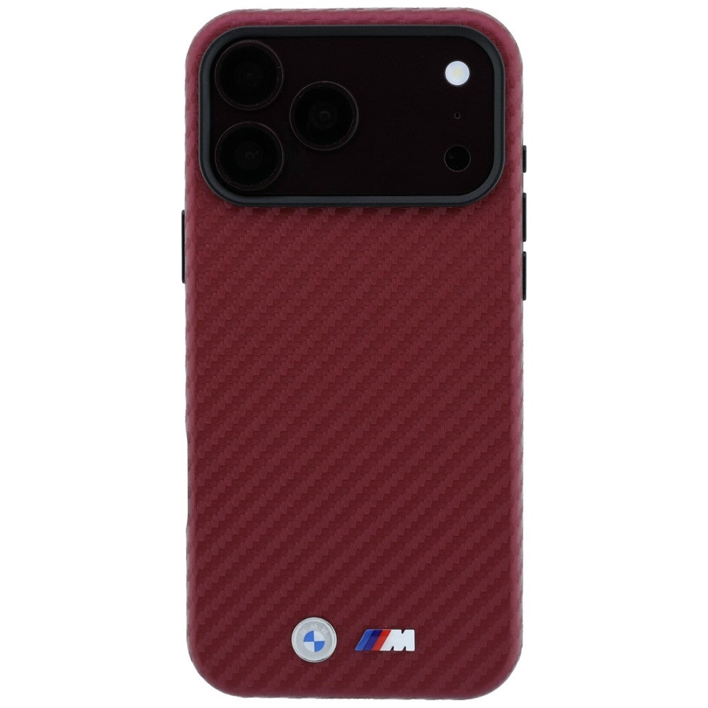 BMW iPhone 17 Pro/iPhone 18 Pro Skal M Carbon Metal Logo Burgundy
