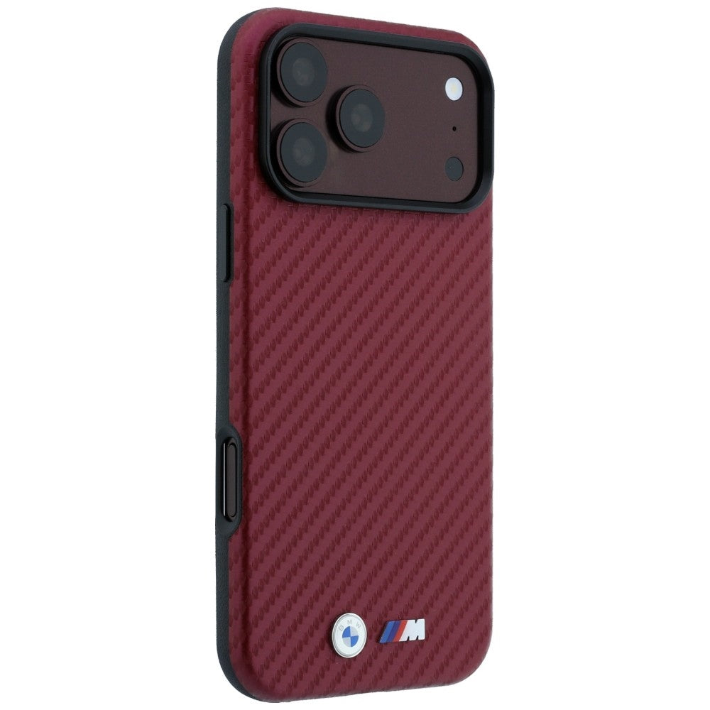 BMW iPhone 17 Pro Max/iPhone 18 Pro Max Skal M Carbon Metal Logo Burgundy