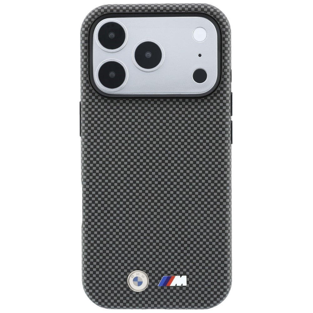 BMW iPhone 17 Pro/iPhone 18 Pro Skal M Quadrille Kevlar Metal Logo Grå