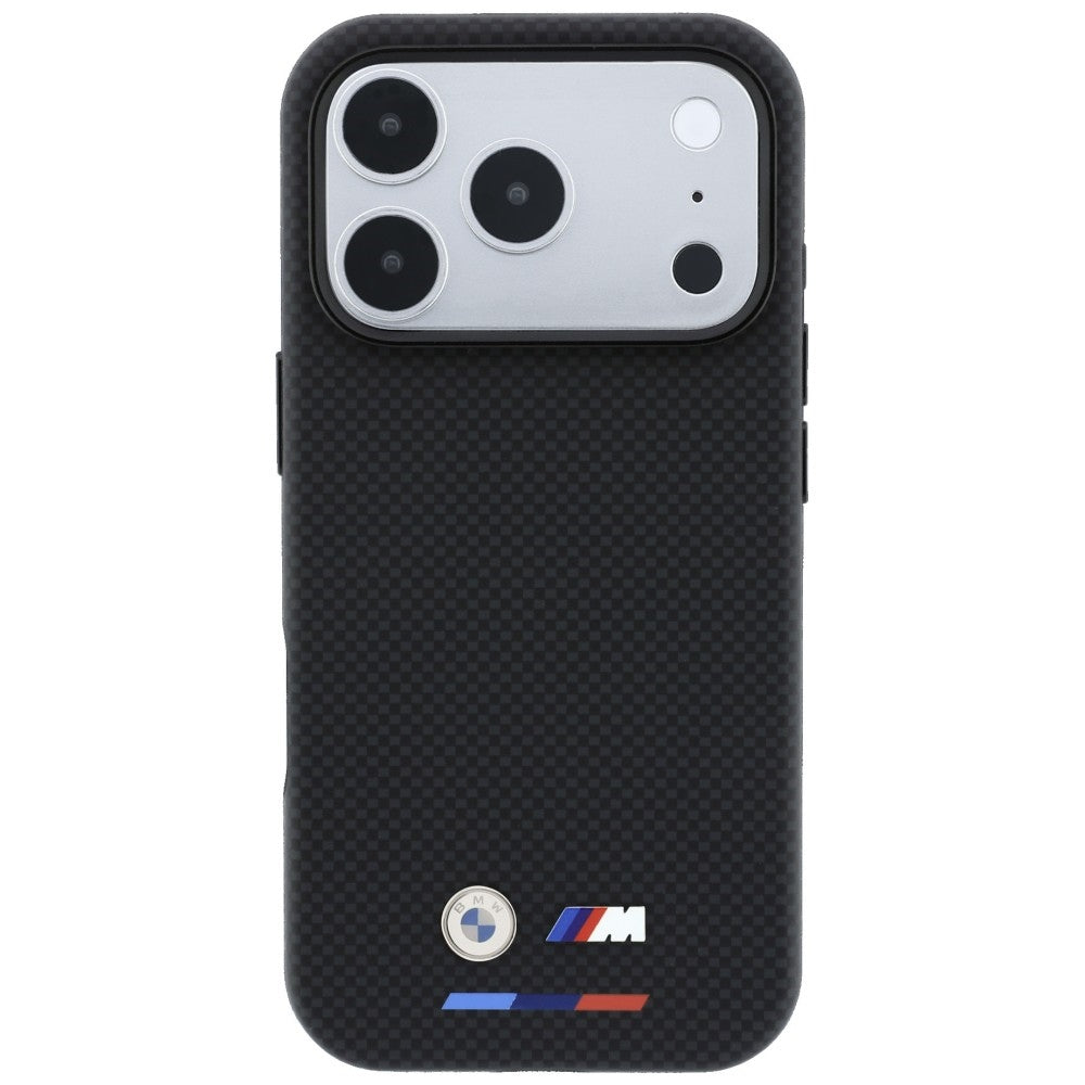 BMW iPhone 17 Pro/iPhone 18 Pro Skal M Quadrille Kevlar Tricolor & Metal Logo Svart