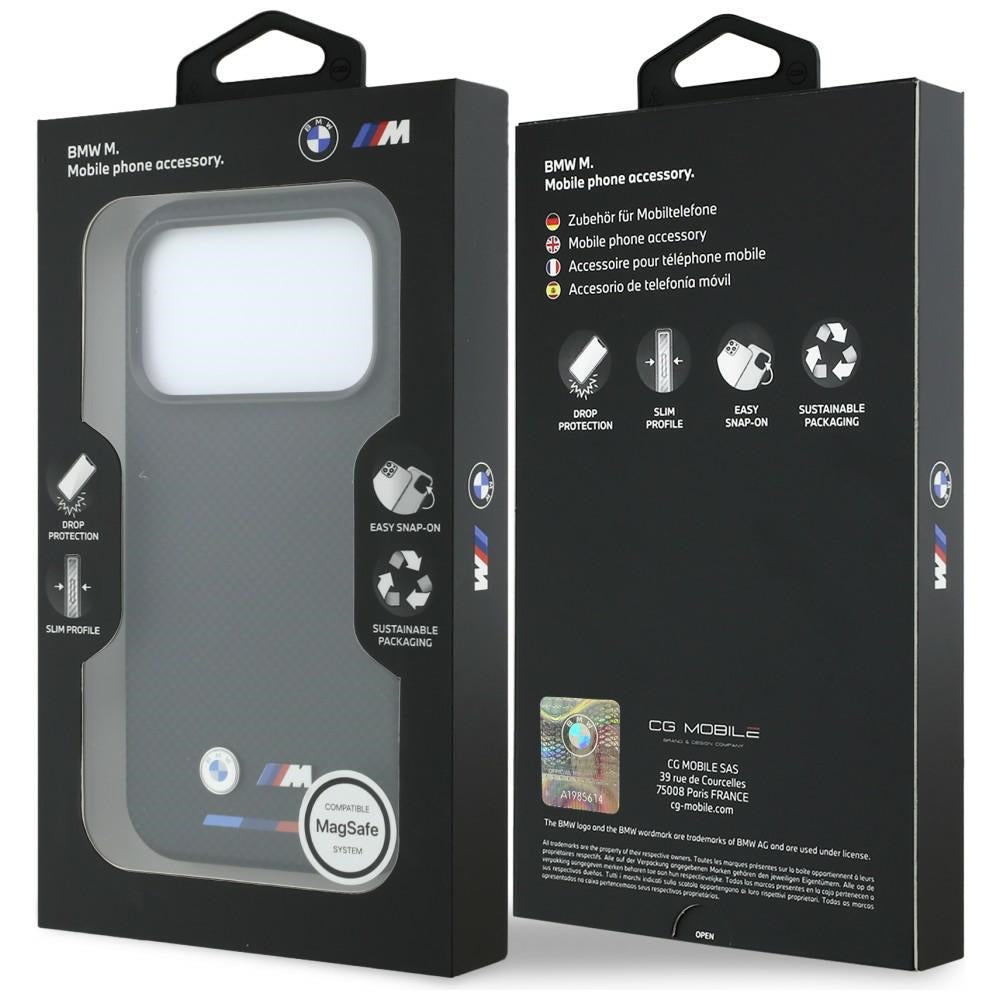 BMW iPhone 17 Pro/iPhone 18 Pro Skal M Quadrille Kevlar Tricolor & Metal Logo Svart