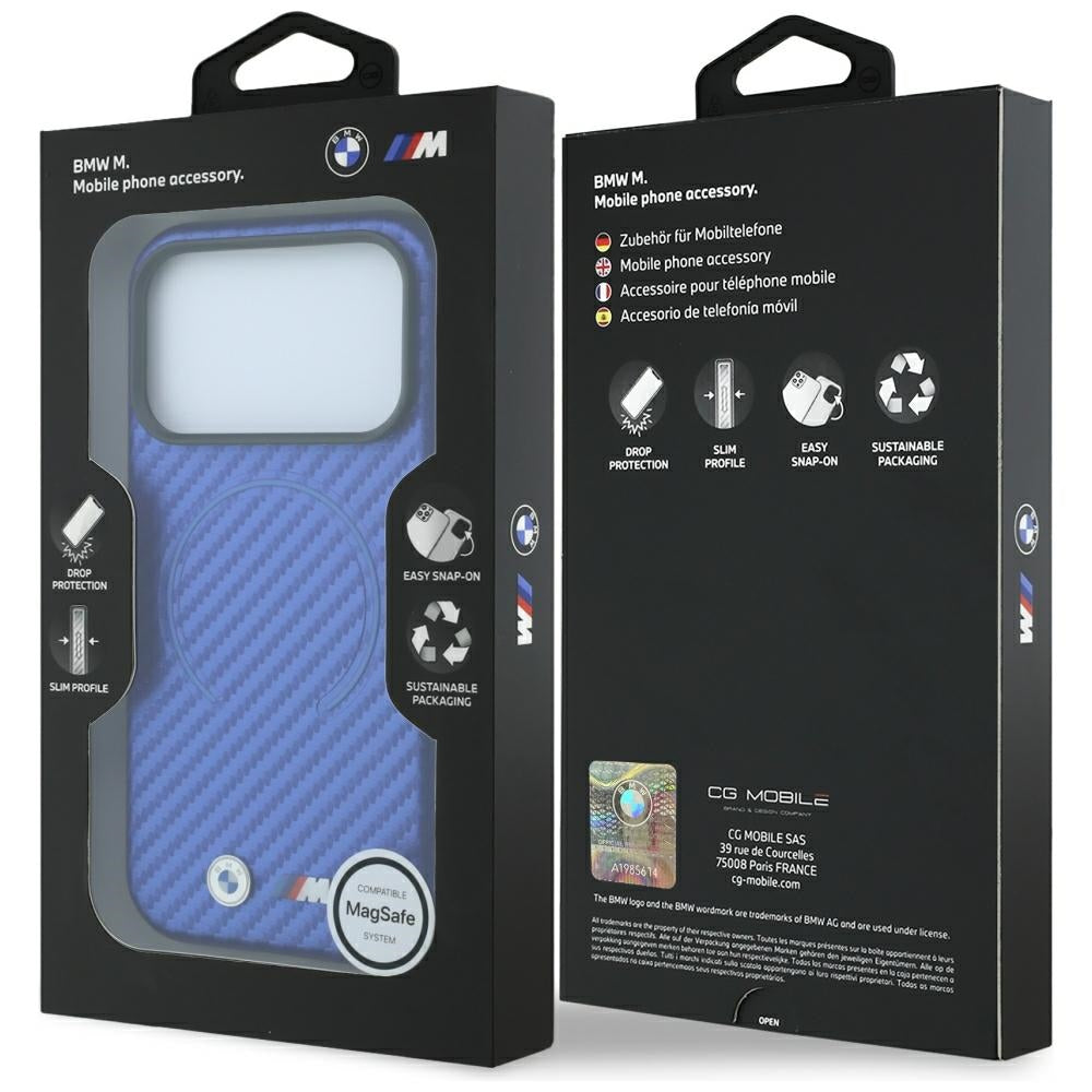 BMW iPhone 17 Pro Max/iPhone 18 Pro Max Skal M Carbon Printed Ring Blå