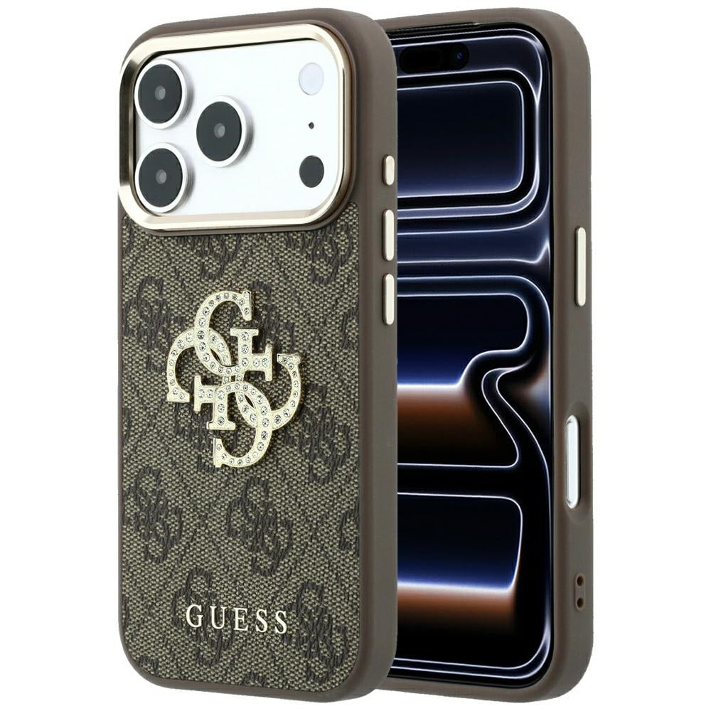 Guess iPhone 17 Pro Max/iPhone 18 Pro Max Skal 4G Strass Logo Brun