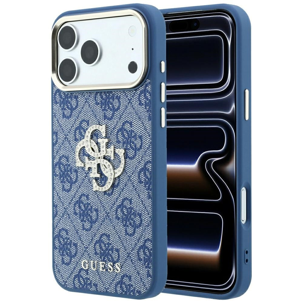 Guess iPhone 17 Pro/iPhone 18 Pro Skal 4G Strass Logo Blå