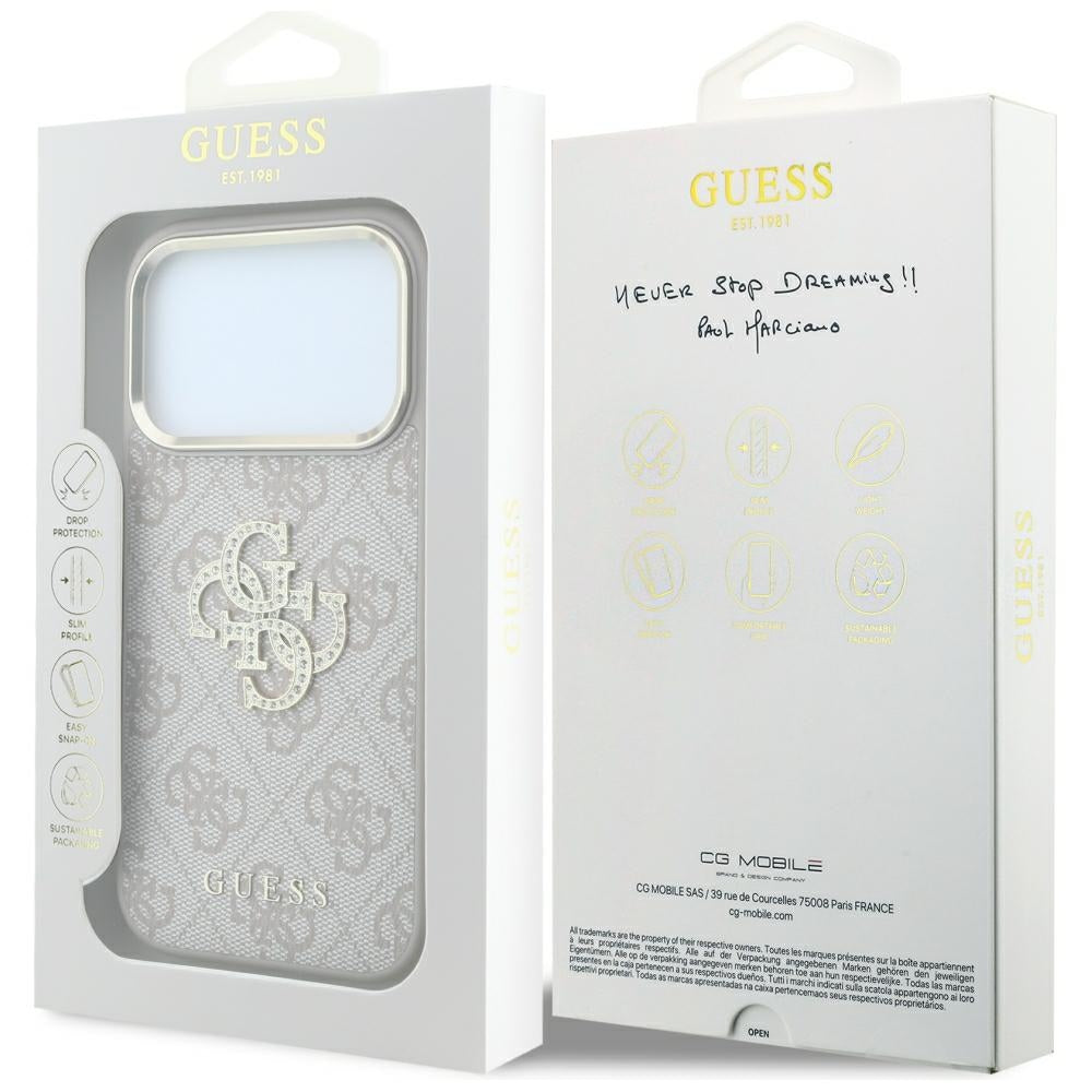 Guess iPhone 17 Pro/iPhone 18 Pro Skal 4G Strass Logo Rosa