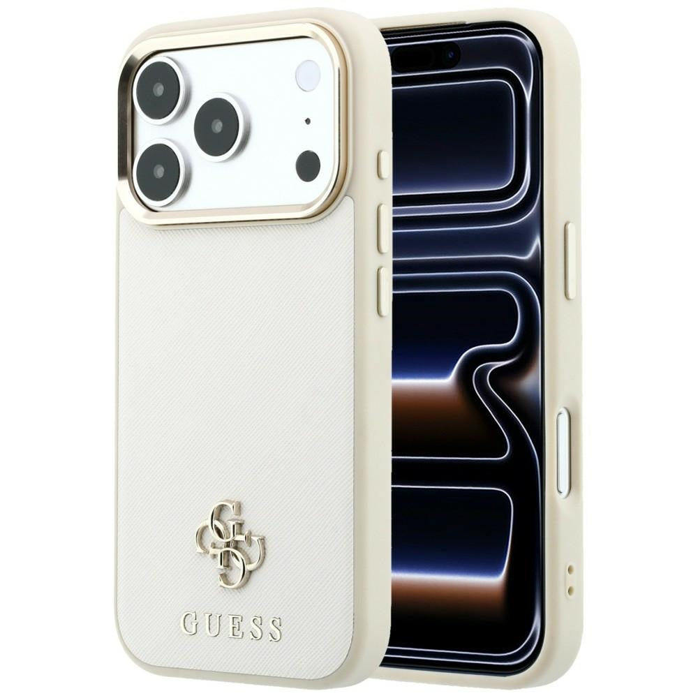 Guess iPhone 17 Pro Max/iPhone 18 Pro Max Skal Saffiano 4G Classic Logo Beige