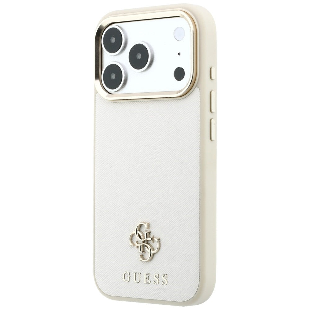 Guess iPhone 17 Pro Max/iPhone 18 Pro Max Skal Saffiano 4G Classic Logo Beige