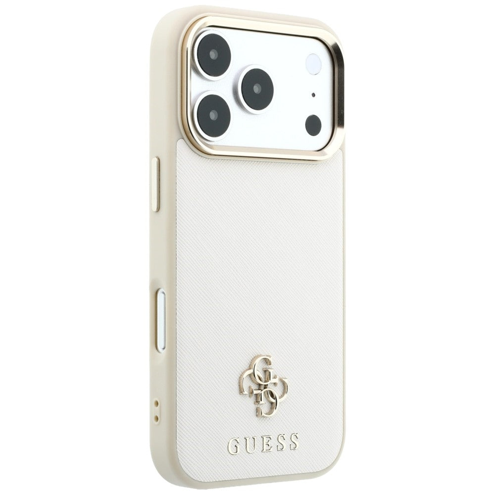Guess iPhone 17 Pro Max/iPhone 18 Pro Max Skal Saffiano 4G Classic Logo Beige