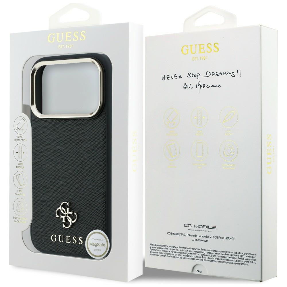 Guess iPhone 17 Pro Max/iPhone 18 Pro Max Skal Saffiano 4G Classic Logo Svart