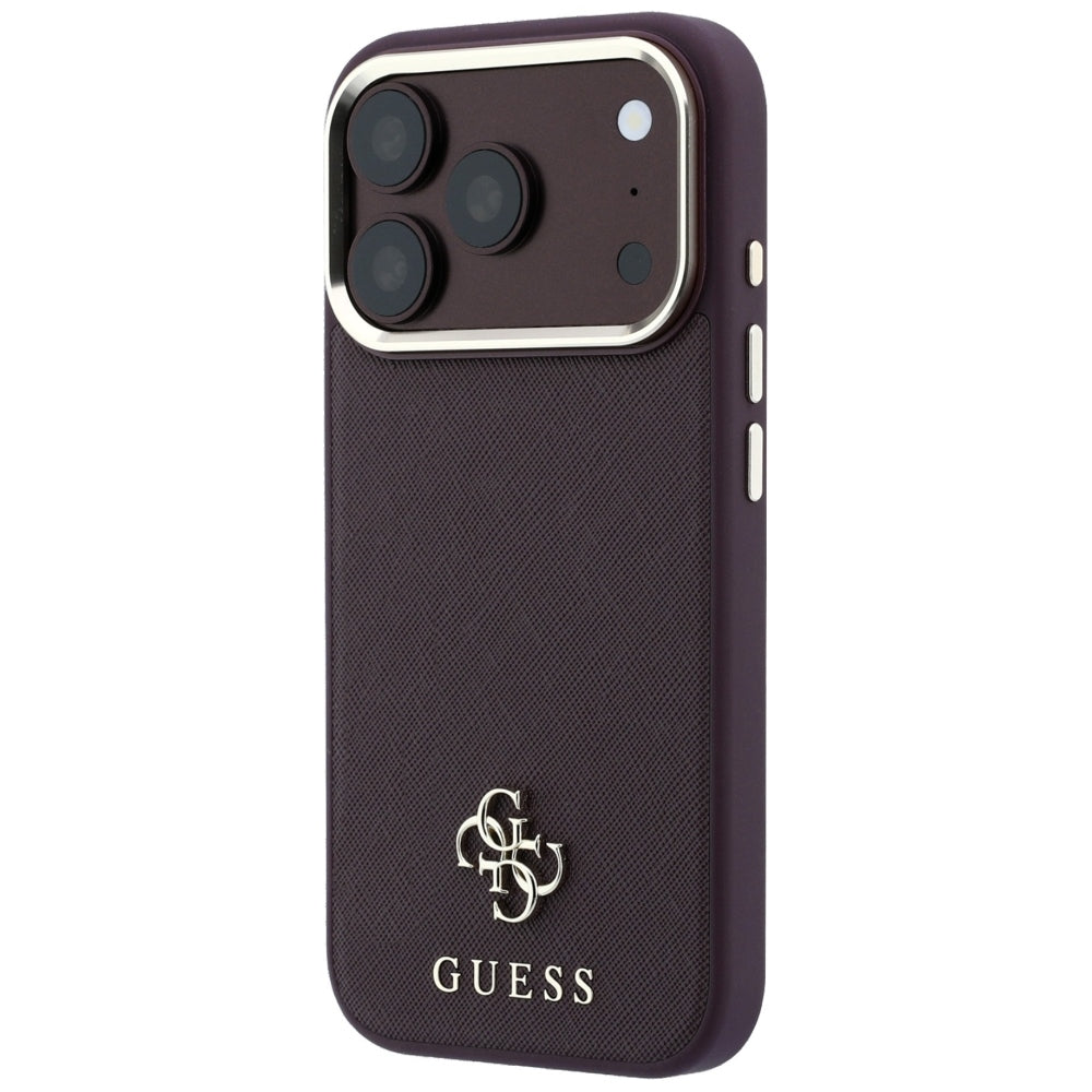 Guess iPhone 17 Pro/iPhone 18 Pro Skal Saffiano 4G Classic Logo Burgundy