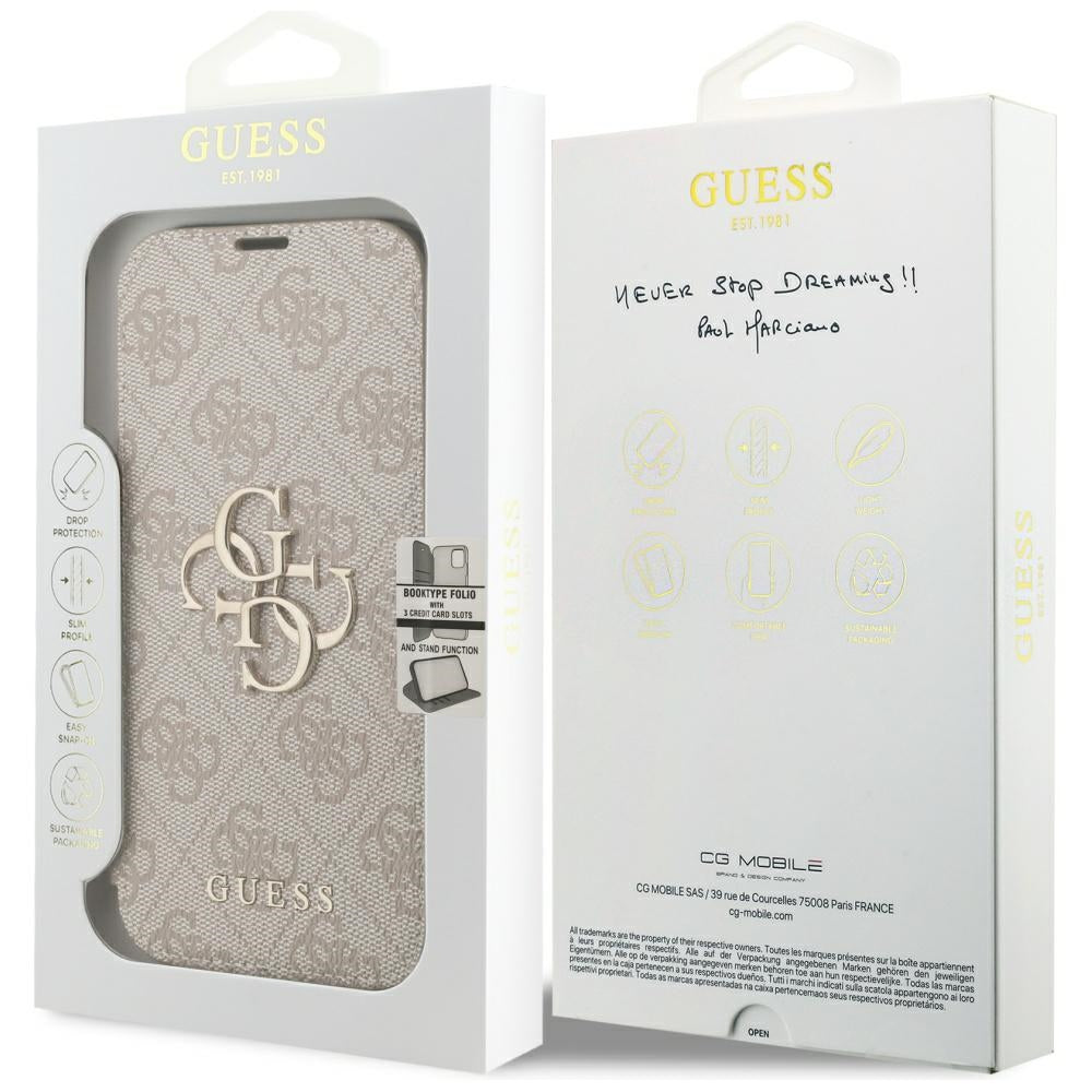 Guess iPhone 17 Pro/iPhone 18 Pro Fodral Book 4G Metal Logo Rosa