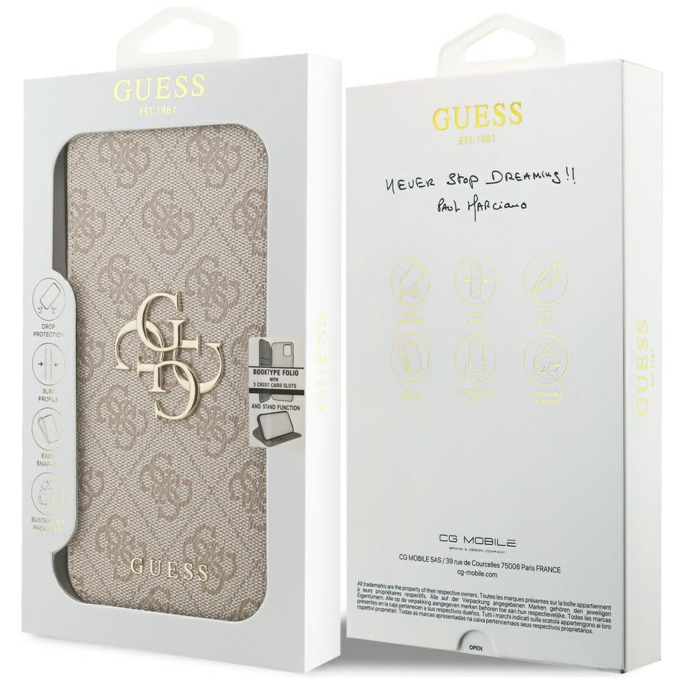 Guess iPhone 17 Pro Max/iPhone 18 Pro Max Fodral Book 4G Metal Logo Rosa