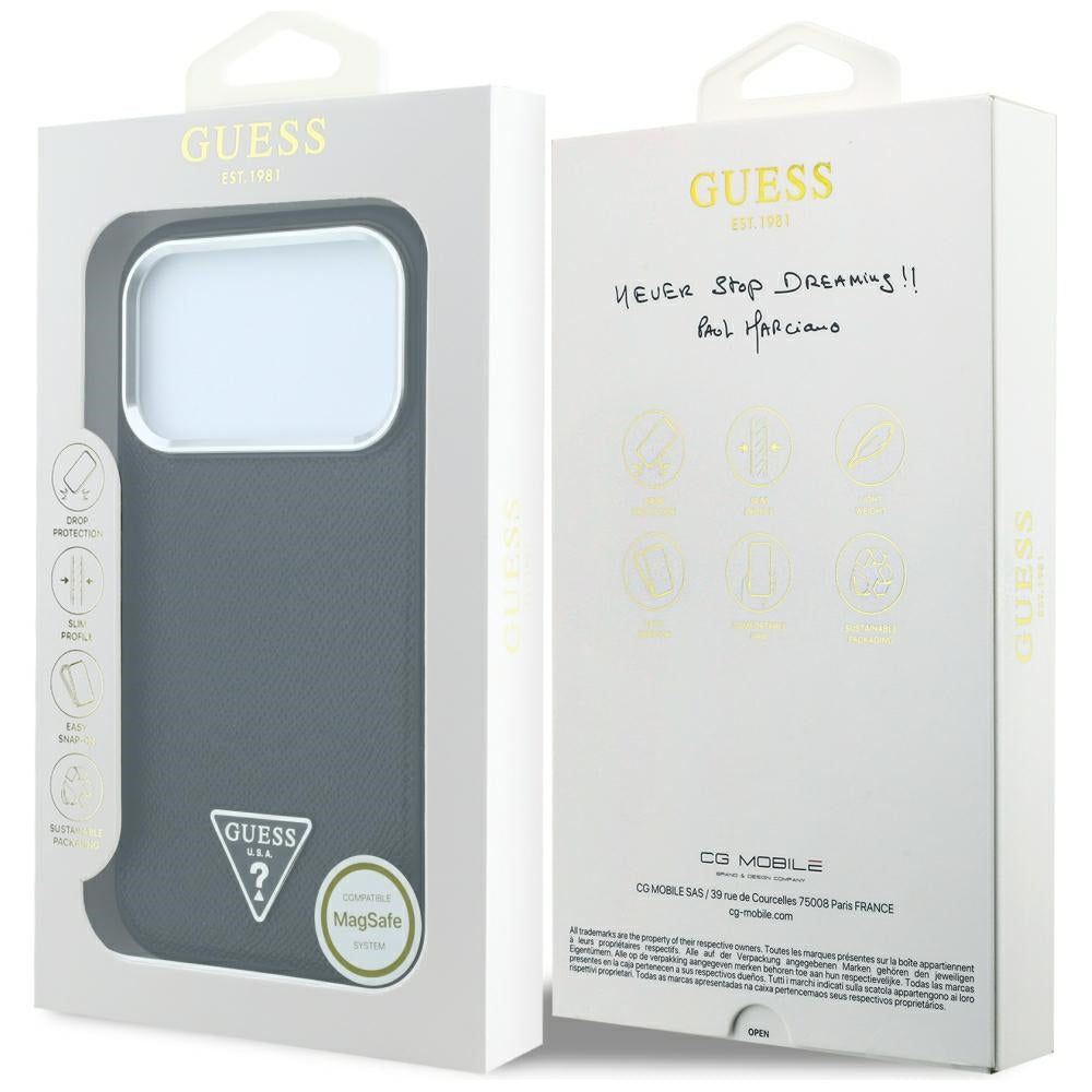 Guess iPhone 17 Pro/iPhone 18 Pro Skal Grained Triangle Logo Svart