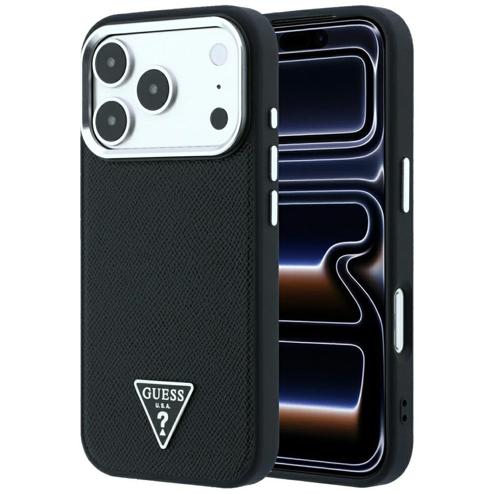 Guess iPhone 17 Pro Max/iPhone 18 Pro Max Skal Grained Triangle Logo Svart