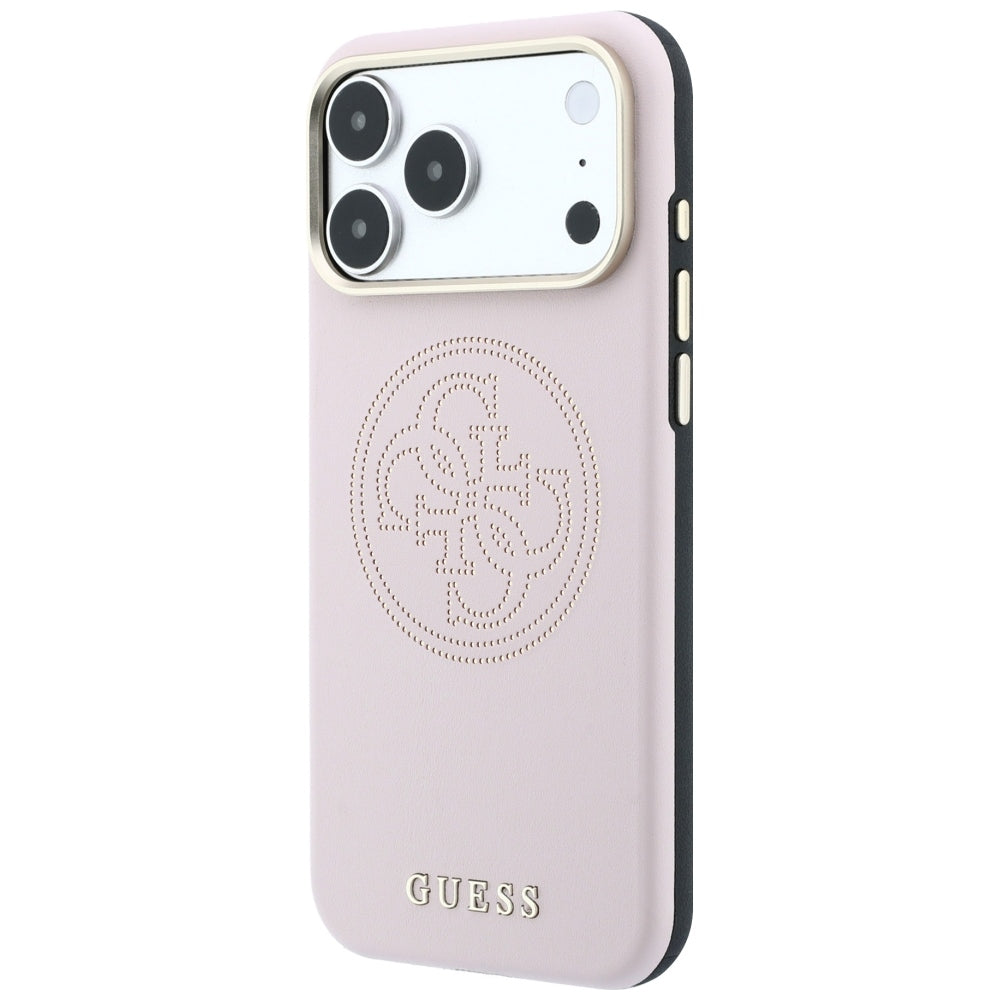 Guess iPhone 17 Pro/iPhone 18 Pro Skal Perforated 4G Gold Logo Rosa