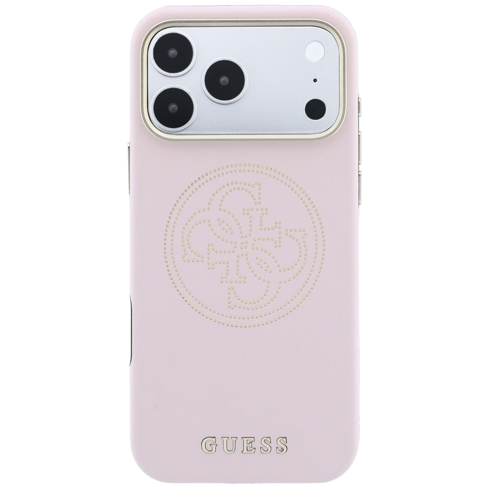 Guess iPhone 17 Pro Max/iPhone 18 Pro Max Skal Perforated 4G Gold Logo Rosa