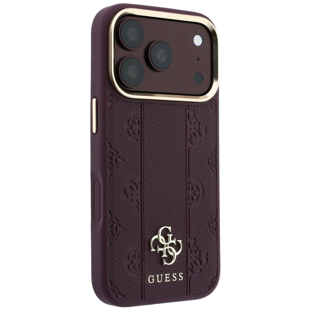 Guess iPhone 17 Pro/iPhone 18 Pro Skal Stripe Peony 4G Logo Burgundy