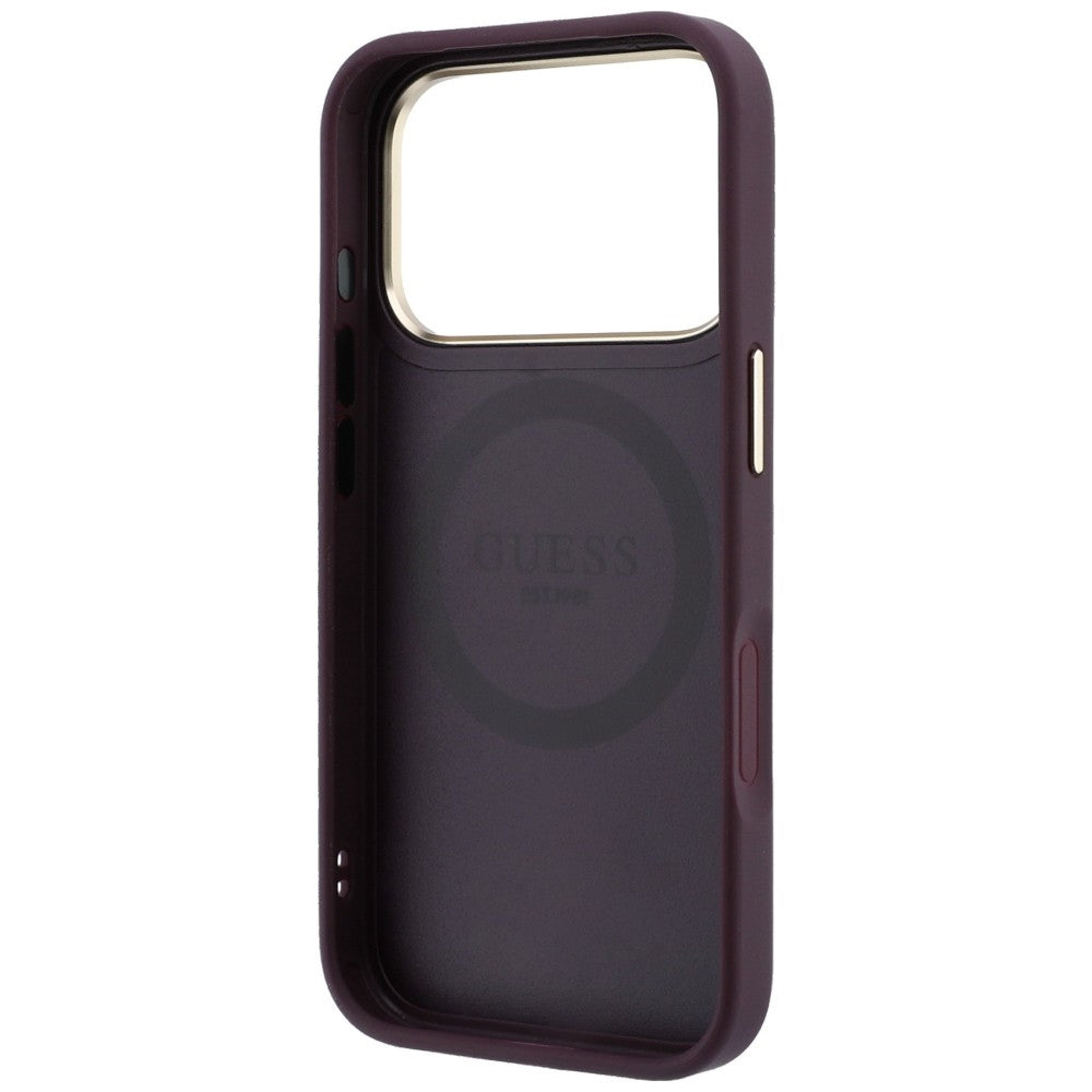 Guess iPhone 17 Pro/iPhone 18 Pro Skal Stripe Peony 4G Logo Burgundy