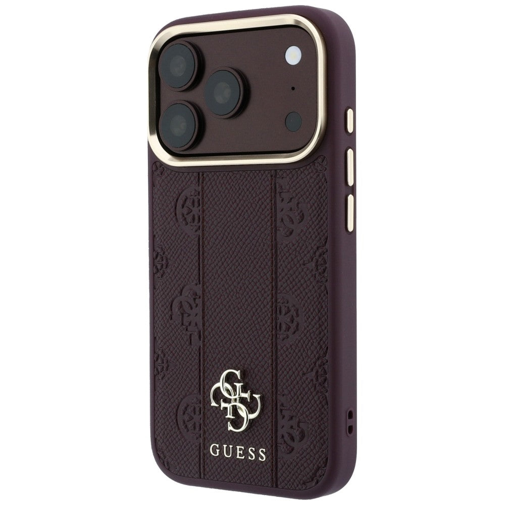 Guess iPhone 17 Pro Max/iPhone 18 Pro Max Skal Stripe Peony 4G Logo Burgundy