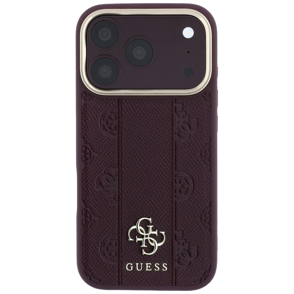 Guess iPhone 17 Pro Max/iPhone 18 Pro Max Skal Stripe Peony 4G Logo Burgundy