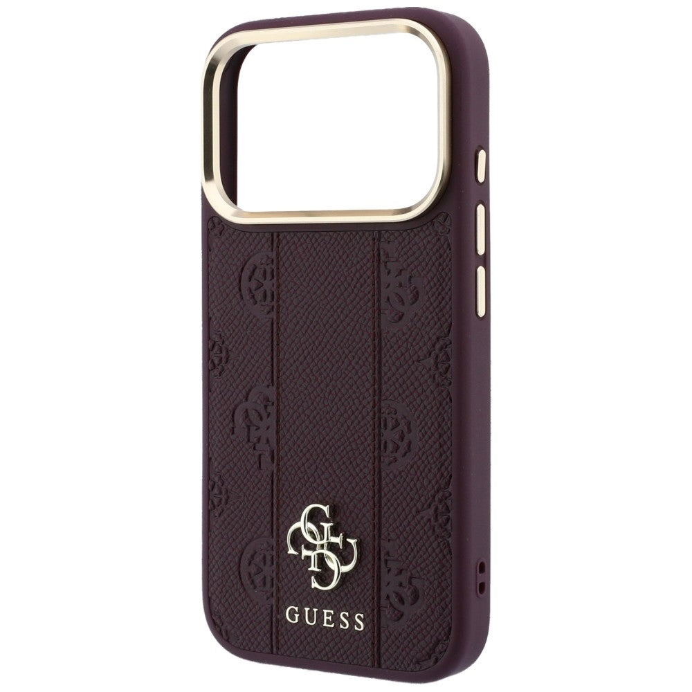 Guess iPhone 17 Pro Max/iPhone 18 Pro Max Skal Stripe Peony 4G Logo Burgundy