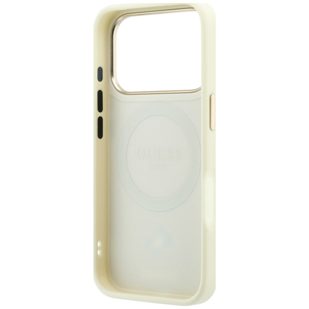 Guess iPhone 17 Pro Max/iPhone 18 Pro Max Skal Stripe Peony 4G Logo Beige